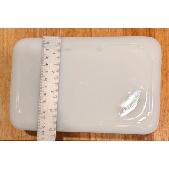 Vintage McKee Milk Glass Sailboat Design Rectangular Container Lid Ships red - Picture 11 of 16